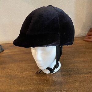 DEL MAR CLASSICO Equestrian Protective Headgear Black w/ Velvet Cover Size S